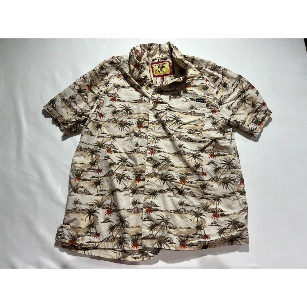 Cinch Shirt Mens Large Tan Desert All Over Cowboy Collection Western 100% Cotton